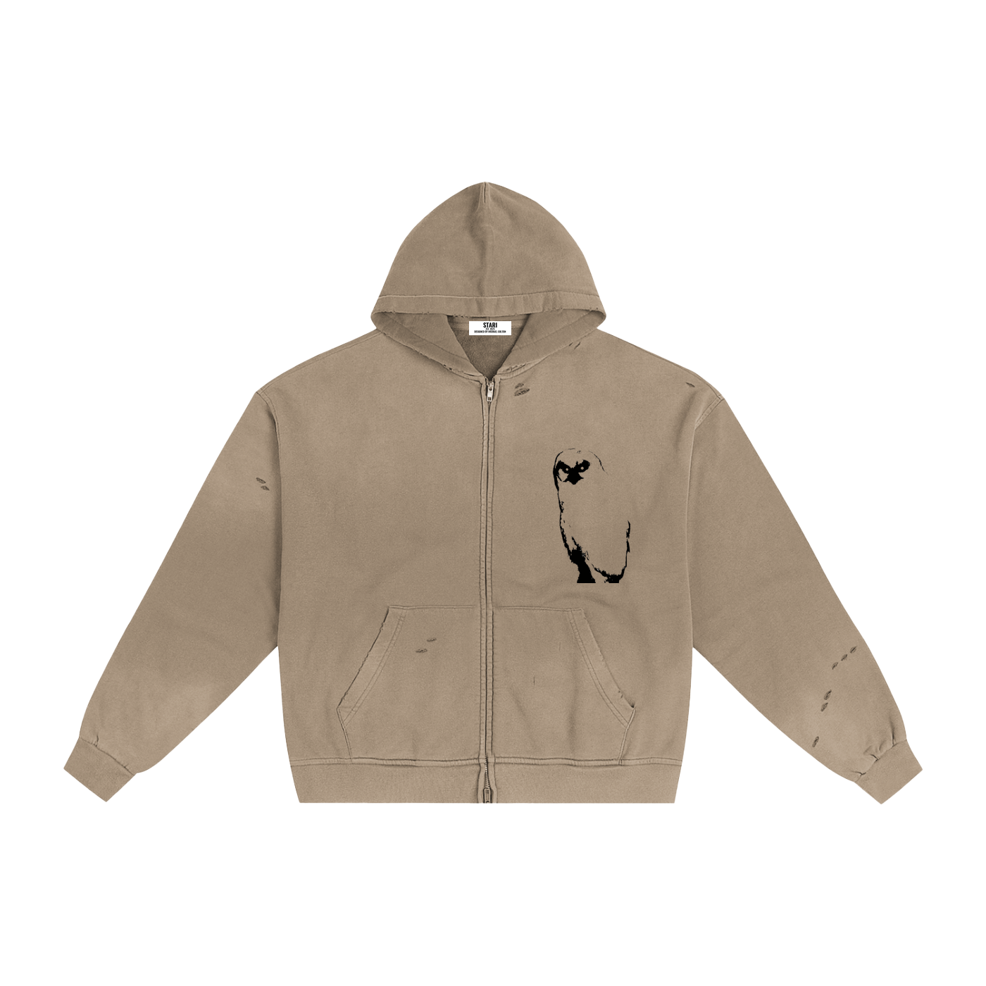Hand-Frayed Sunfade Zip Hoodie
