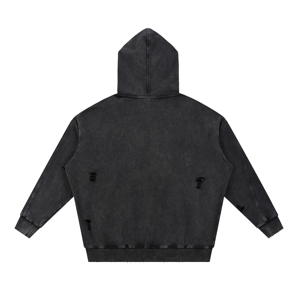 DISTRESSED PANEL HOODIE