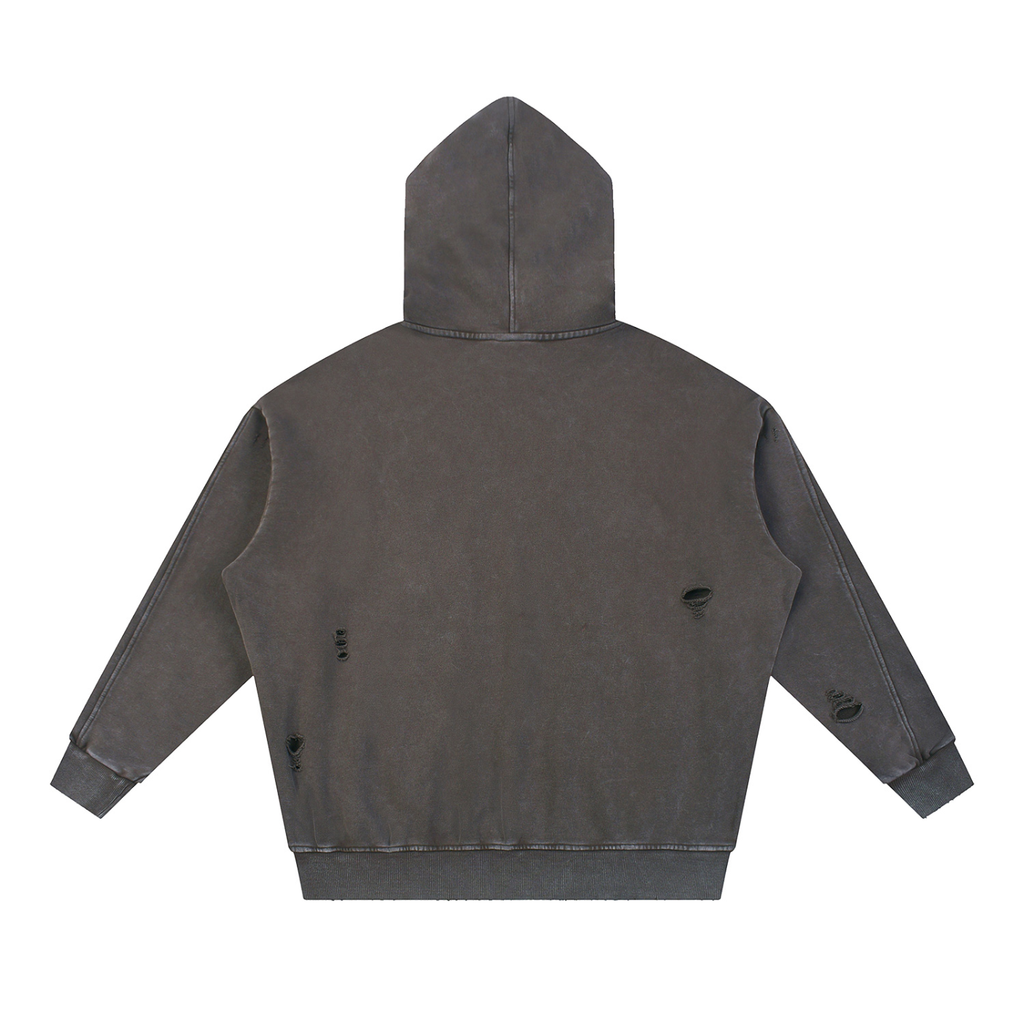 DISTRESSED PANEL HOODIE