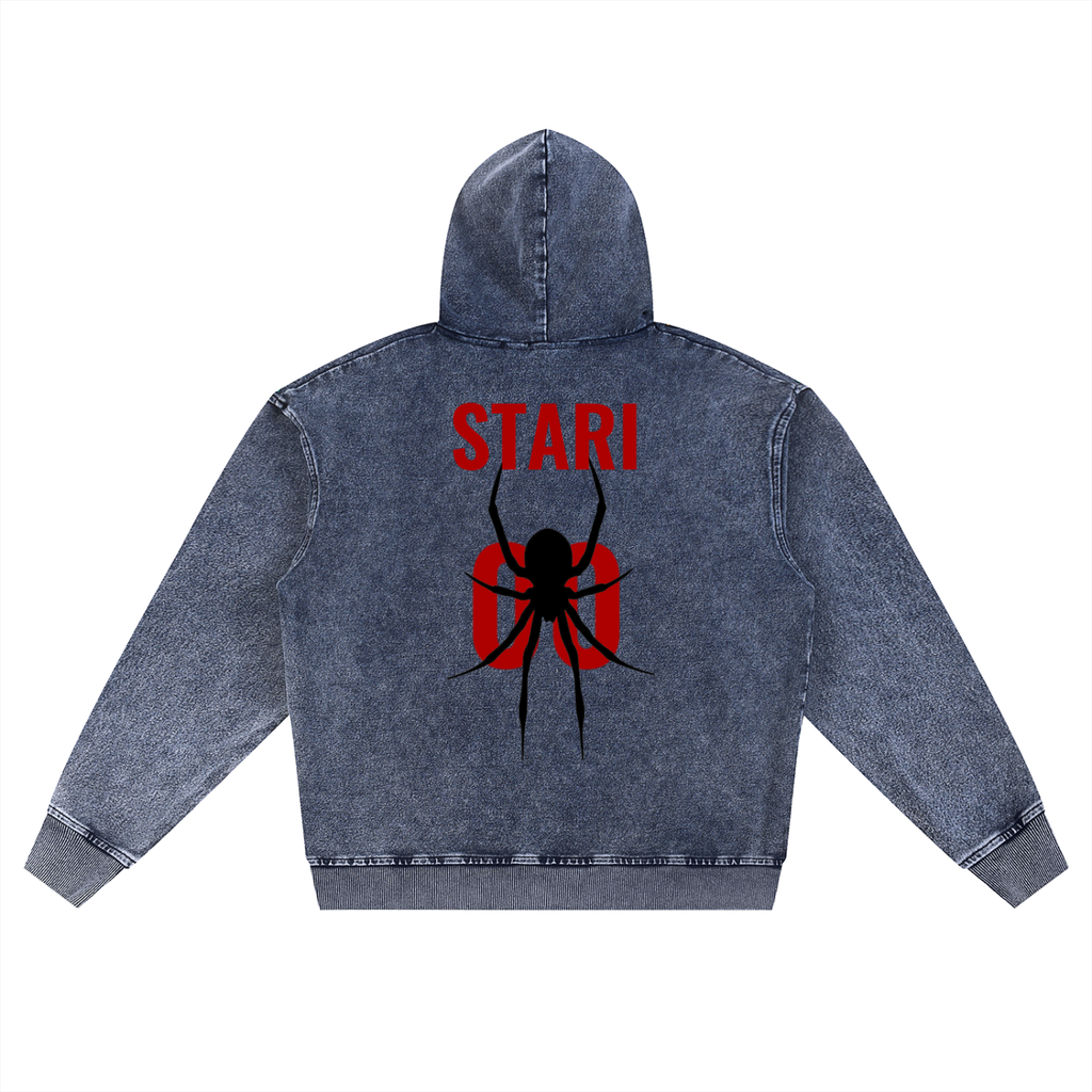 STARI Snow Wash Oversized Zip-Up Hoodie