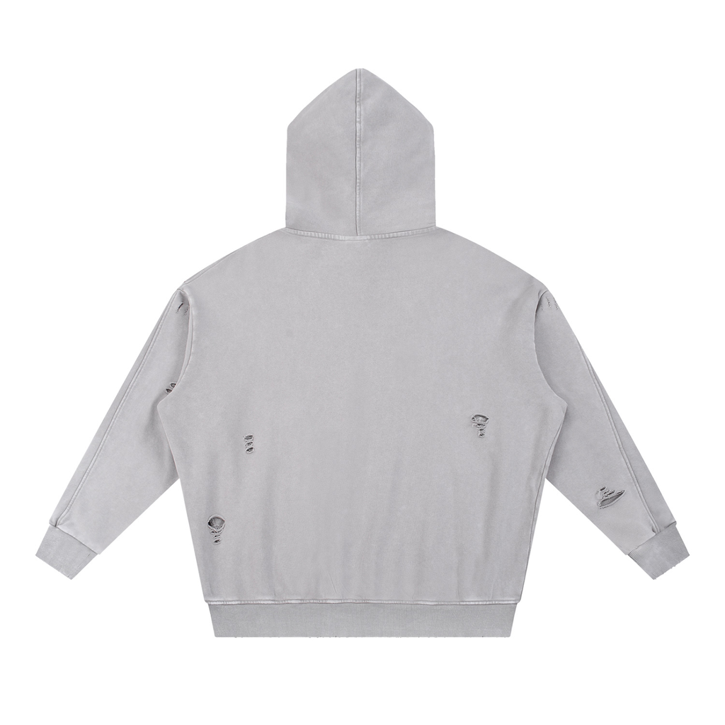 DISTRESSED PANEL HOODIE