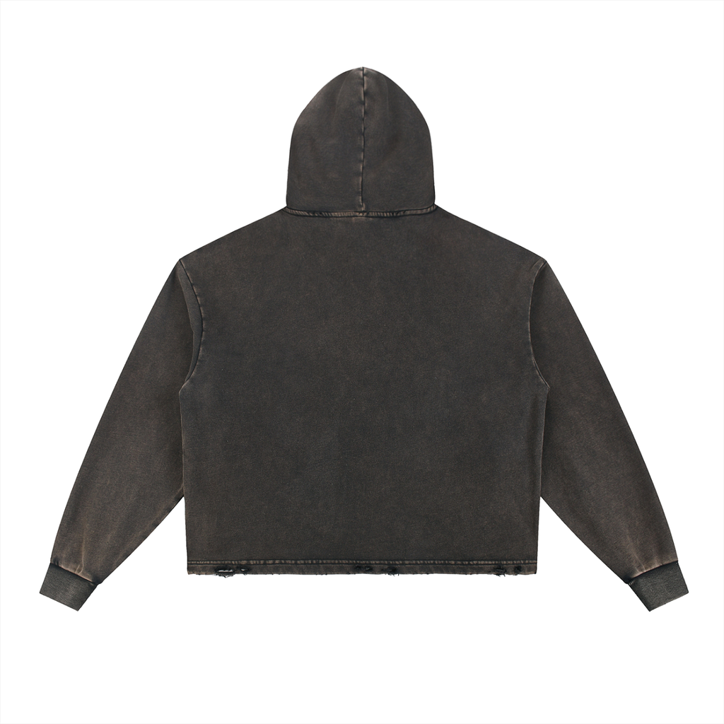 STARI DOUBLE LOGO DISTRESSED BOXY HOODIE