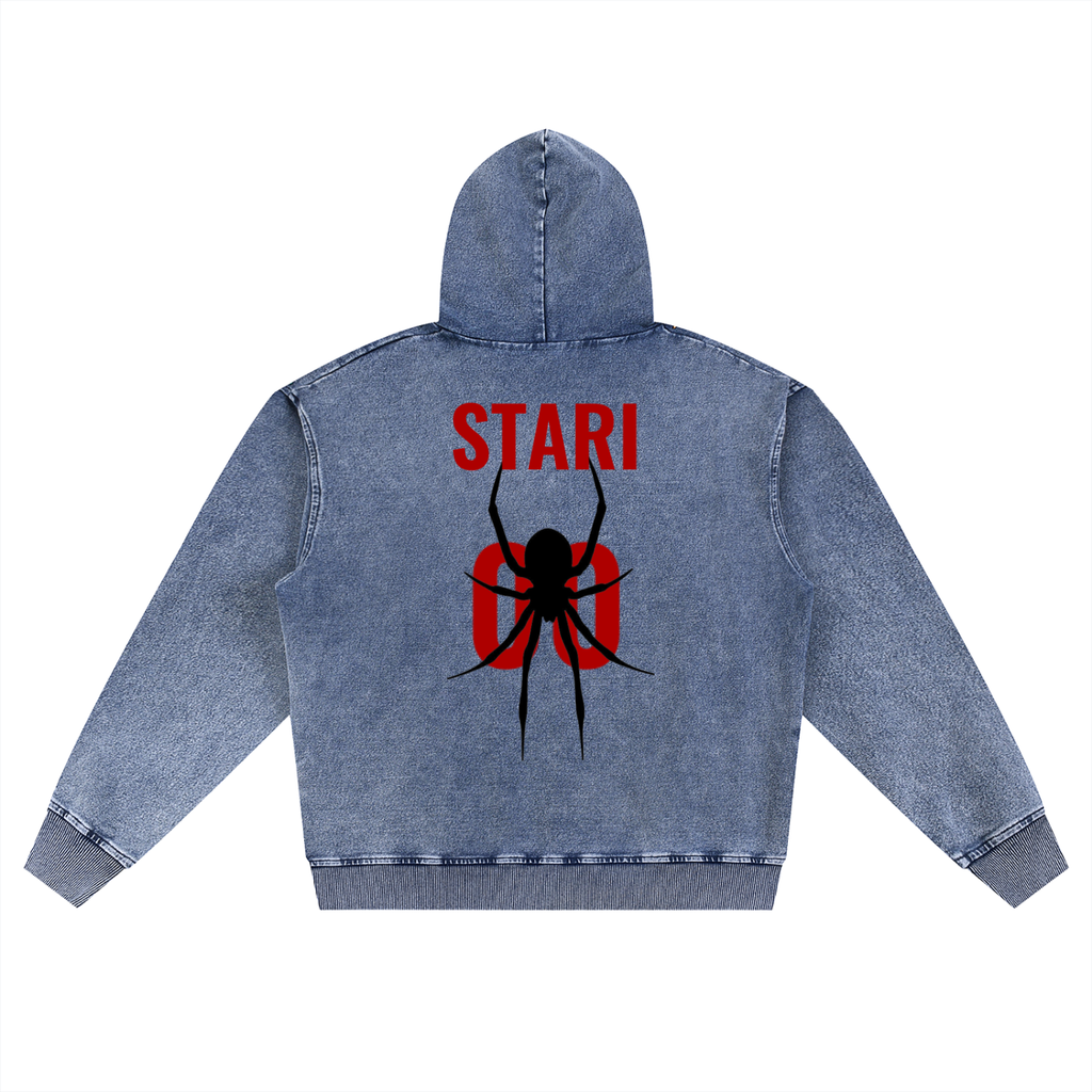 STARI Snow Wash Oversized Zip-Up Hoodie