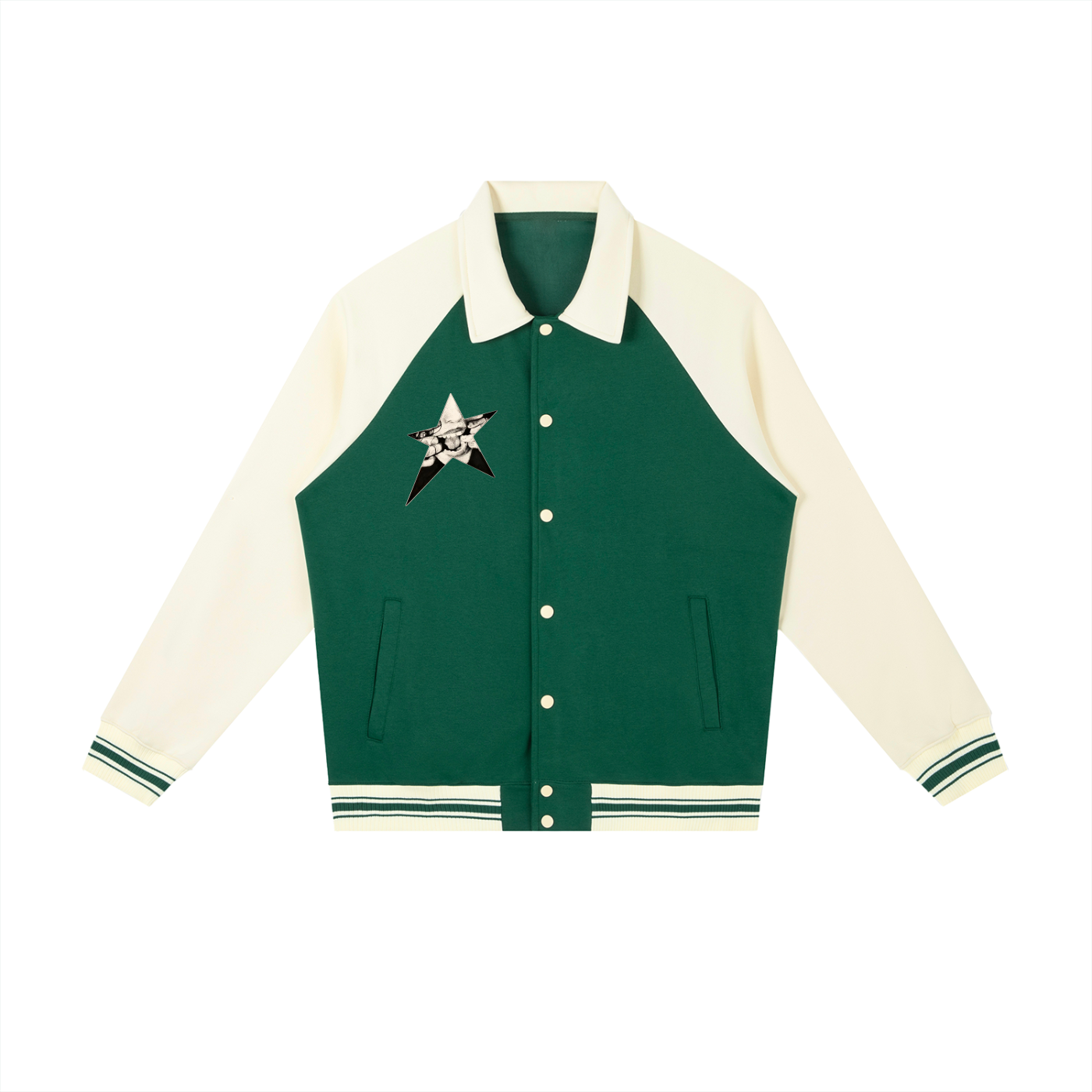 STARI Contrast Raglan Sleeve Baseball Jacket