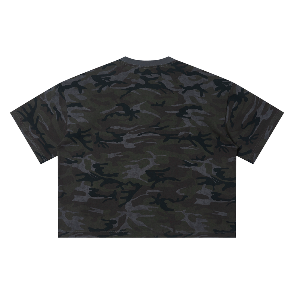 "RUNNING" BOXY CAMO TEE