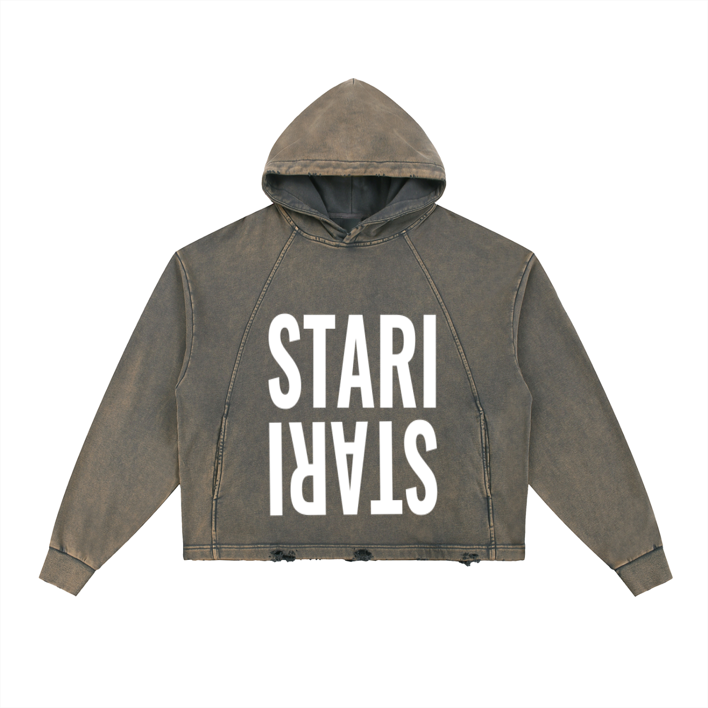 STARI DOUBLE LOGO DISTRESSED BOXY HOODIE