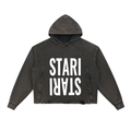 STARI DOUBLE LOGO DISTRESSED BOXY HOODIE