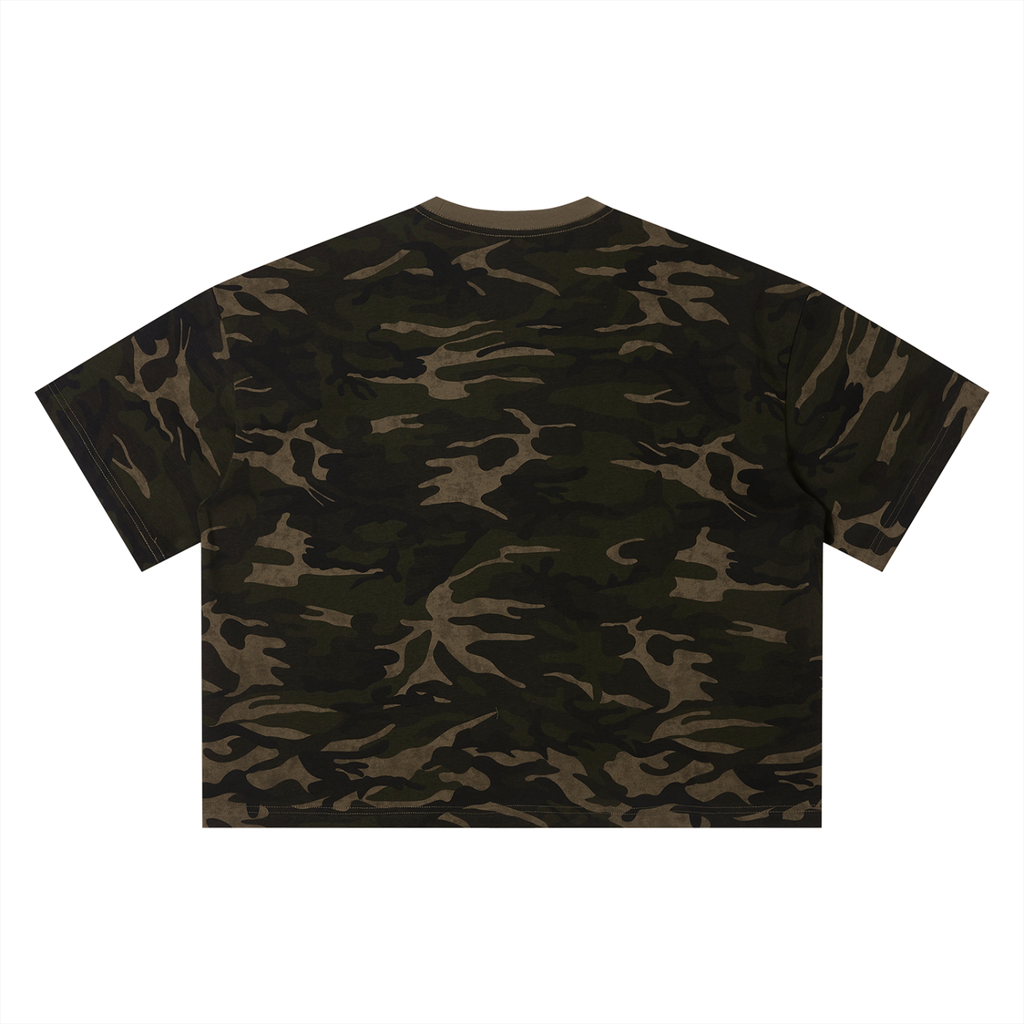 "RUNNING" BOXY CAMO TEE
