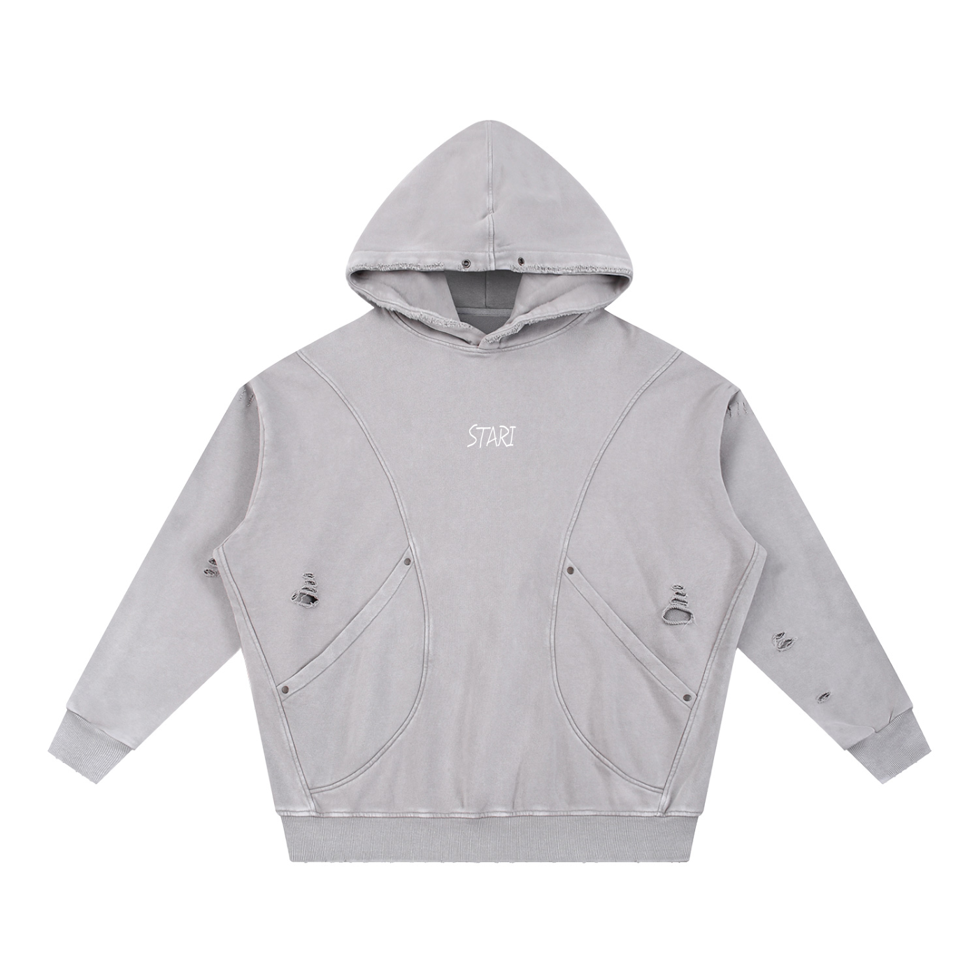 DISTRESSED PANEL HOODIE
