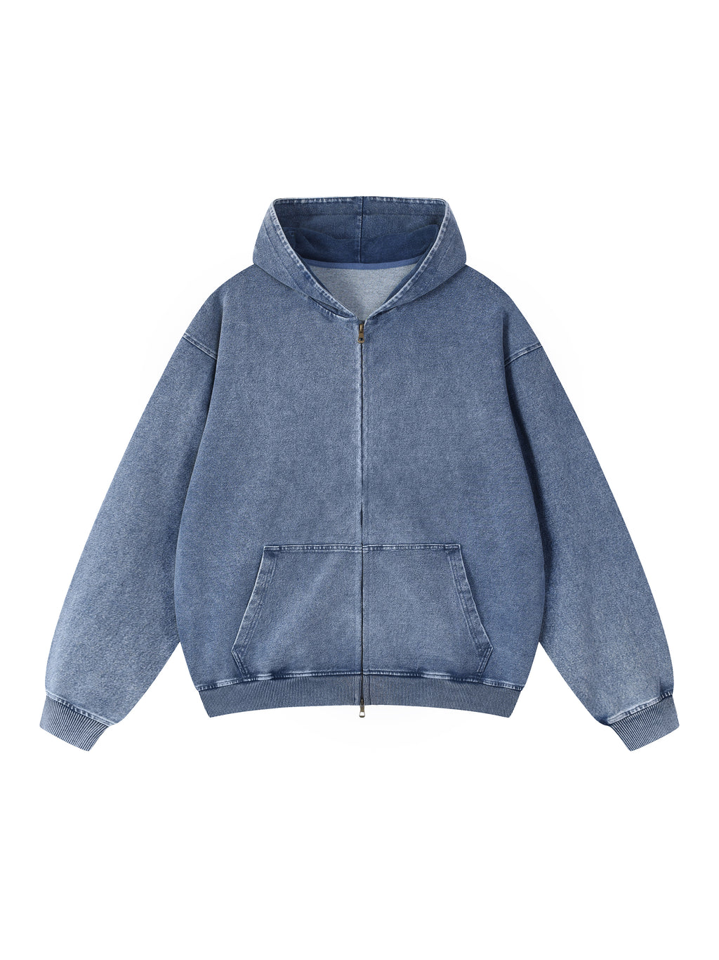 STARI Snow Wash Oversized Zip-Up Hoodie