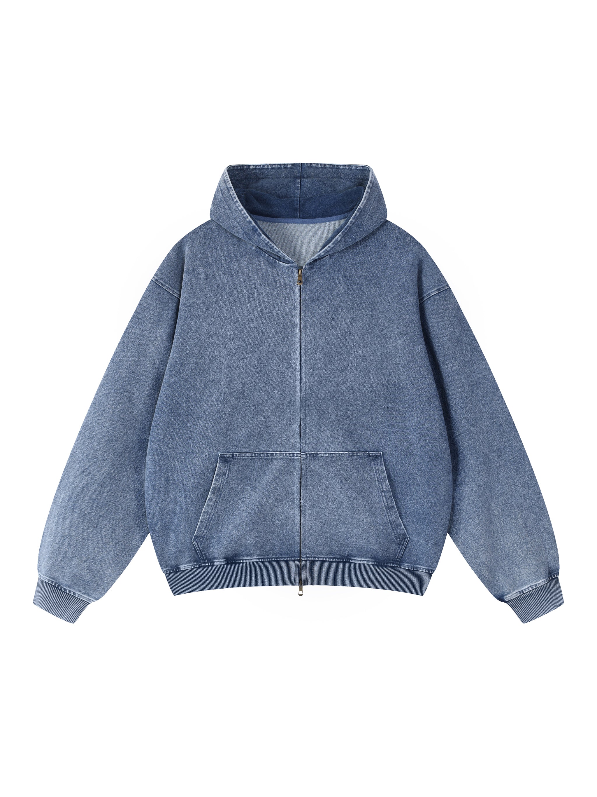 STARI Snow Wash Oversized Zip-Up Hoodie